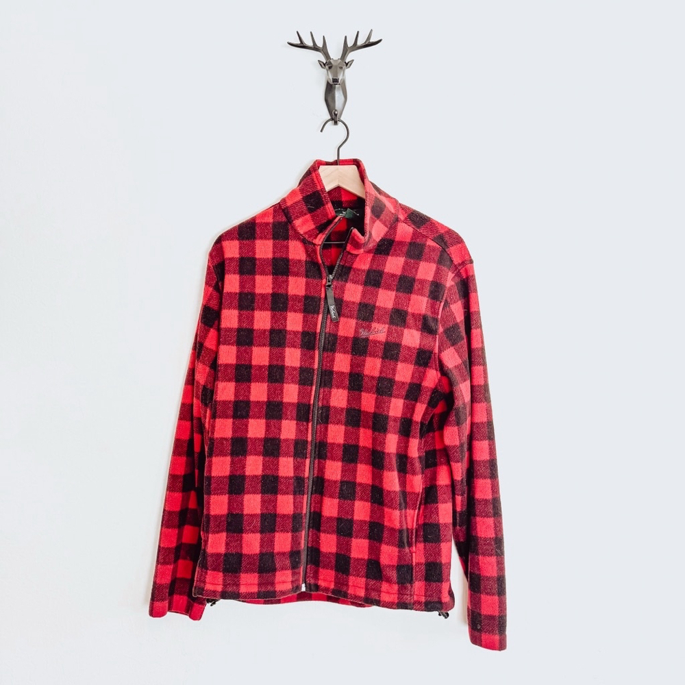 Woolrich Vintage Men's Red/Black Fleece Plaid Jacket Size Medium